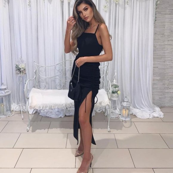 BLOGGER'S FAVE! Zara Black Midi Dress Sz XS NWT - Picture 14 of 17